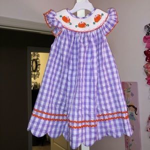 Toddler girls smocked pumpkin dress